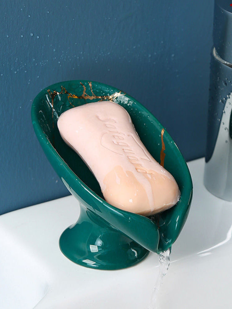 New 1 ceramic Leay shower soap holder, bathroom and kitchen supplies shape box, drain hole tray, storage board Beauty World Shop