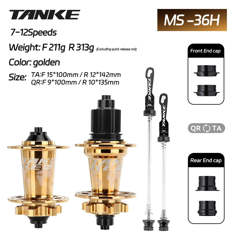 TANKE 120 Click Hub 6 Bearing Mountain Bike MTB Hub Front Rear 32 36 Holes QR Thru-axle Exchange Disc Brake Bicycle Hubs HG MS Beauty World Shop