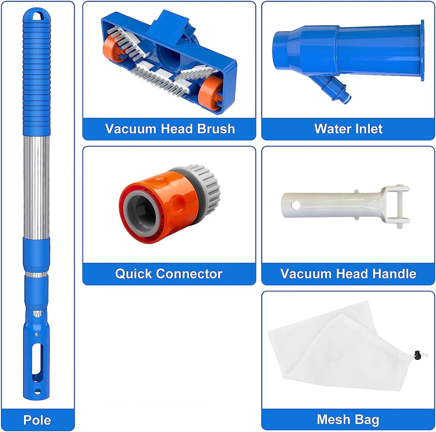 Upgrade 40" Portable Pool Vacuum Cleaner,Pool Underwater Vacuum Jet Cleaner w/Brush Beauty World Shop