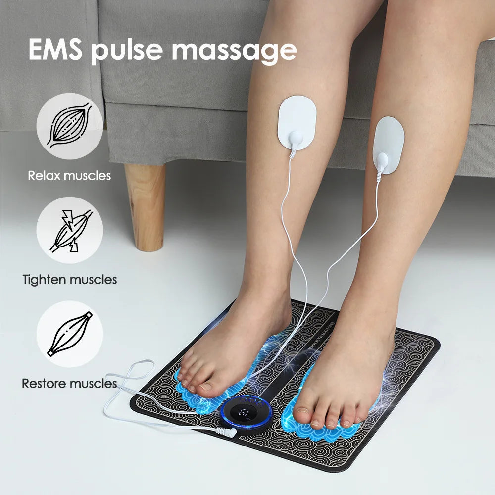 EMS Foot Massager Pad Relief Pain Relax Feet Acupoints Massage Electric Muscle Stimulation Improve Blood Circulation Relax Feet Beauty World Shop