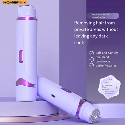 HOMEFISH 2in1 Electric Razor for Women Painless Hair Removal Rechargeable Body Mustache Epilator Shaver Beauty World Shop