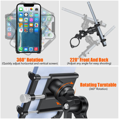 NEWBOLER MTB Phone Mount Stand Bicycle Holder 360° Rotatable Aluminum Adjustable Bike Phone Holder Non-slip Cycling Bracke Beauty World Shop