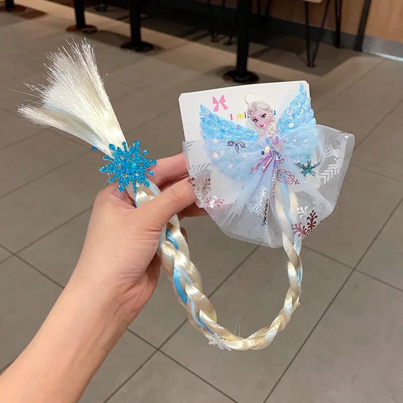 Disney Frozen Elsa Princess Wig Braid Hairpin Accessories For Girls Anime Figures Cartoon Toys Kids Kawaii Baby Hair Clip Gifts Beauty World Shop