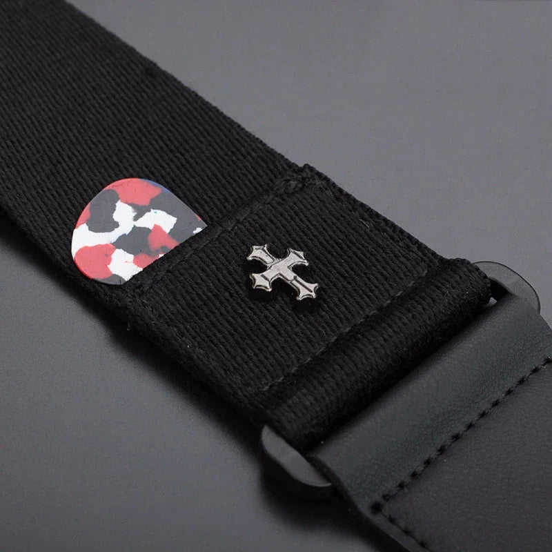 Electric Guitar Strap Acoustic Folk Guitarra Belt Straps Vintage Cross Personality Guitar Straps Pick Pocket Guitar Accessories Beauty World Shop