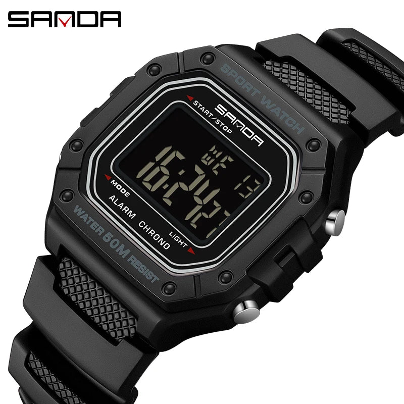 SANDA 2156 Fashion Mens Watch Military Water Resistant Sport Watches Army Big Dial Led Digital Wristwatches Stopwatches For Male Beauty World Shop
