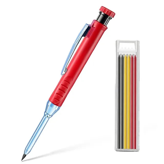 2pcs/set 2.8mm Carpenter Mechanical Pencil with Sharpener for Woodworking Construction Long Head Carpenter Pencil Stationery Beauty World Shop