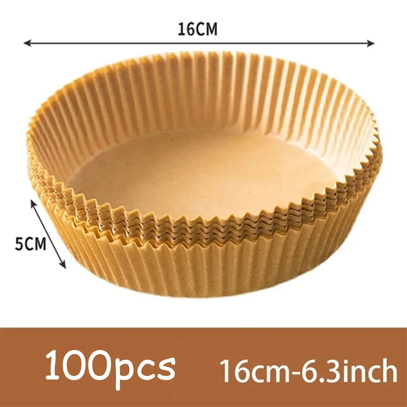 50Pcs Air Fryer Disposable Paper Non-Stick Airfryer Baking Papers Round Air-Fryer Paper Liners Paper Kitchen Accessories Beauty World Shop
