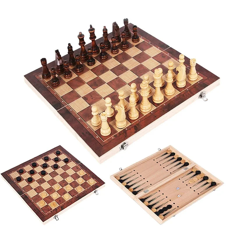 3 In 1 Board Party Table Games Dice Chess Backgammon Board Entertainment Travel Games Checkers Chess Beauty World Shop