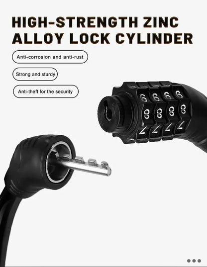 Bike Lock Mountain Bike Portable Security 4-digit Code Bike Lock for Bicycle Motorcycle Scooter Beauty World Shop