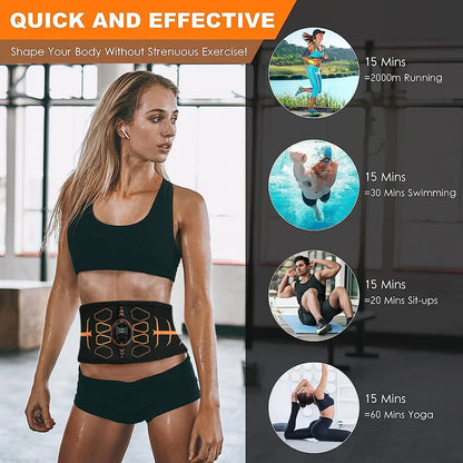 Muscle Toner Smart Abdominal Toning Belt EMS Muscle Stimulator Ab Trainer USB Charge Body Massager Weight Loss Fitness Equipment Beauty World Shop