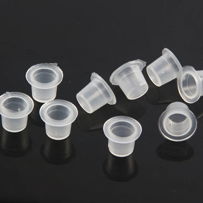 CJMIO 100/1000pcs Disposable Microblading Tattoo Ink Cups S M L Plastic Permanent Makeup Pigment Clear Holder Container Cap Beauty World Shop