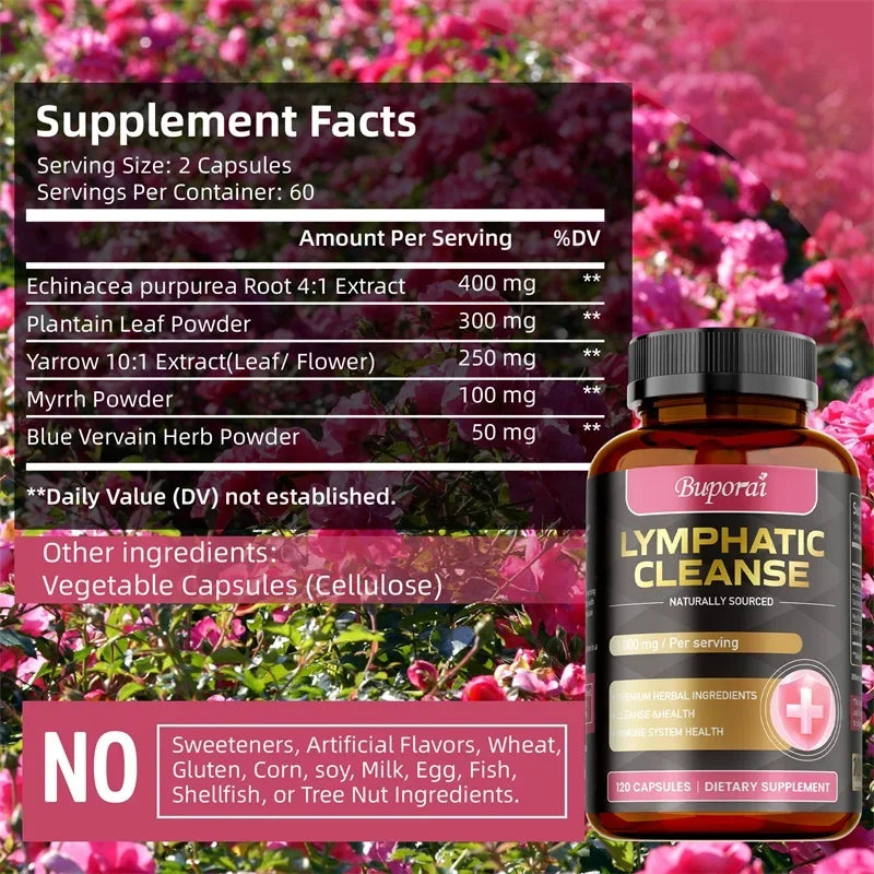 Lymphatic Cleanse - Supports Lymph Node Health and Fluid Balance, Boosts Immunity, and Promotes Overall Well-being - 120pcs Beauty World Shop