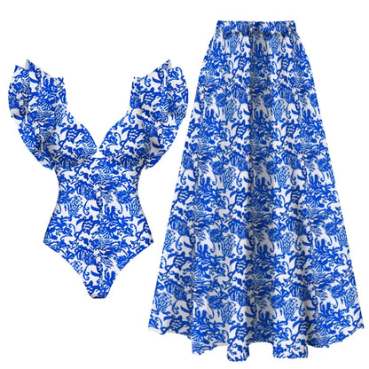 2026 New Sexy Ruffle Bikini Set Printed Brazilian Biquini Women Swimwear Skirt Bathing Suit Girls Summer Beachwear Dress Beauty World Shop