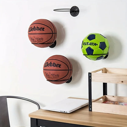 1pc/2pcs Metal Wall Mounted Sports Ball Display Stand For Basketball, Football, Volleyball, Durable Wall Storage Rack Beauty World Shop