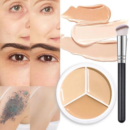 3-Color Concealer Palette Professionally Covers Dark Circles Around Eyes and Face Beauty World Shop