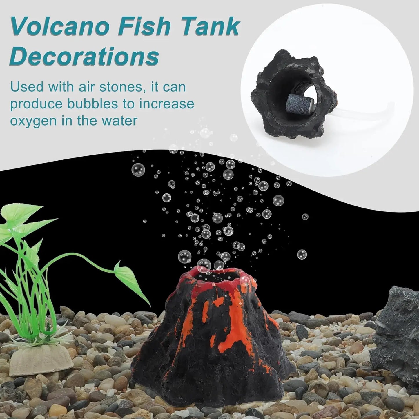 Aquarium Decoration Set Resin Submarine & Volcano Air Bubbler Fish Tank Ornaments Landscape Accessories for Betta Shrimp Decor Beauty World Shop