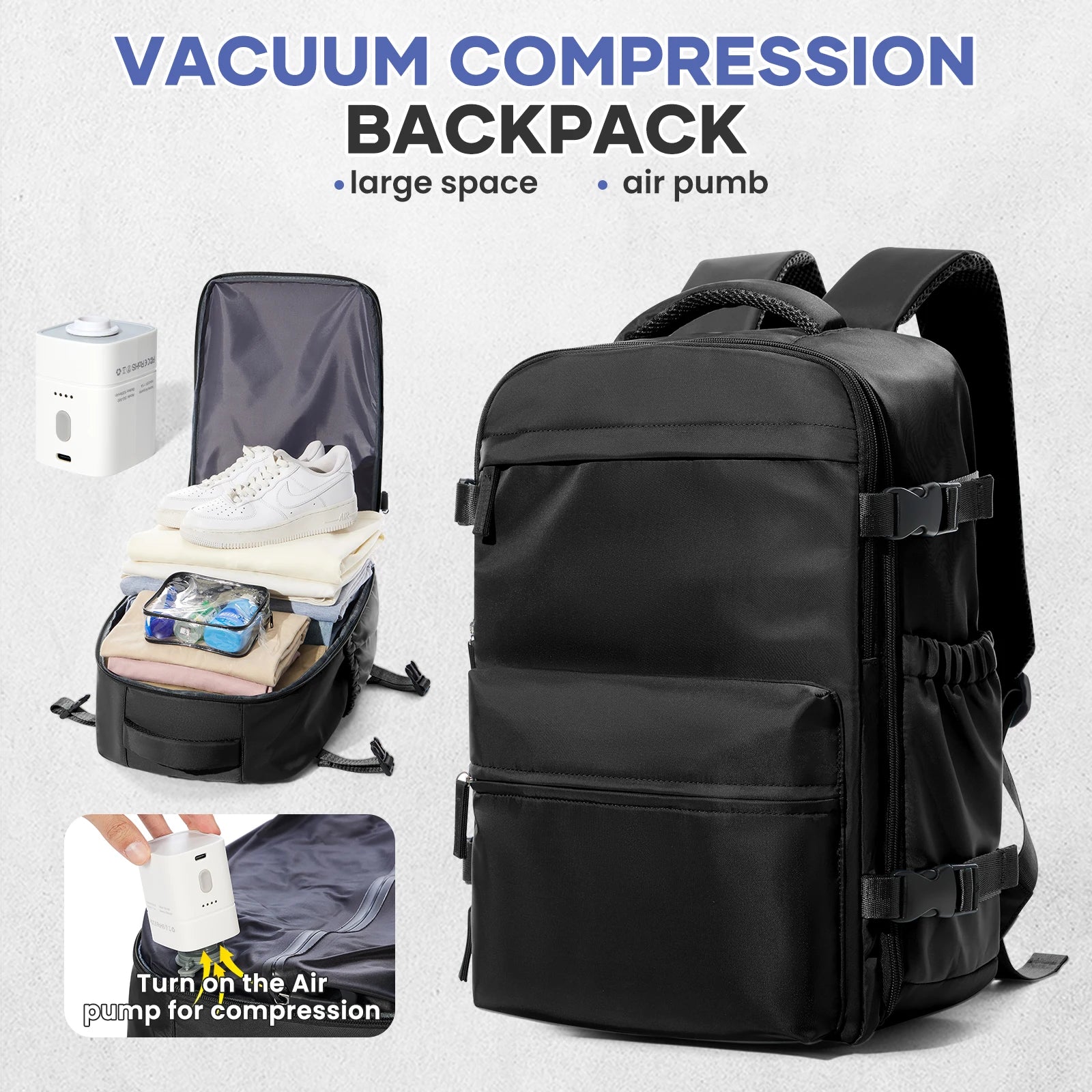 Vacuum Backpack Travel Bag for Men Large Capacity Backpack Business Laptop Backpack Women Men Expandable Backpack School Bag Beauty World Shop