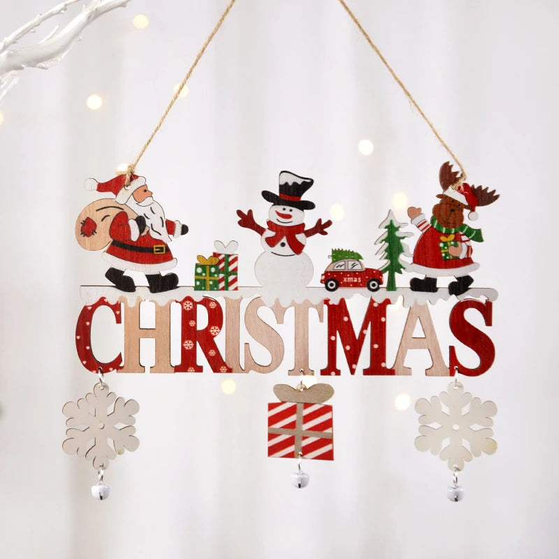 Gnome Santa Claus Wooden Hanging Ornament 2024 Merry Christmas Decoration for Home Door Xmas Tree Pendants Navidad New Year 2025 Beauty World Shop