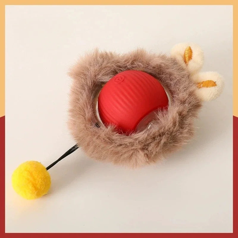 Cat Interactive Ball Toy, Automatic Rolling Ball with Tail, Rechargeable Smart Pet Interactive Toy, Intelligent Mouse for Cat