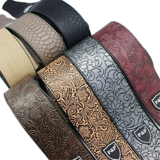 Guitar Strap Vintage 2.5 Inch Adjustable Soft Embroidered Belt Classical Bass Music Hobby Guitar Accessories Beauty World Shop