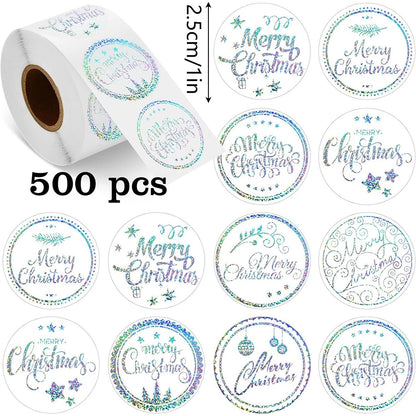 500pcs/Roll Golden Snowflake Christmas Stickers Transparent Self-Adhesive Decoration Holiday DIY Crafts Scrapbooking Supplies Beauty World Shop