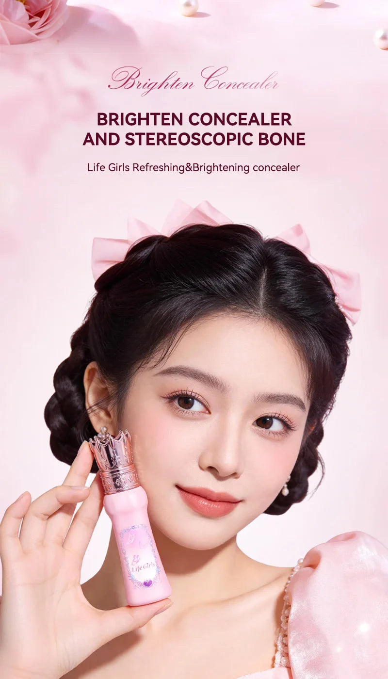 Hua Yin Ji Brightening Concealer, a fair-skinned girl's tender pink look, natural nude makeup, and a natural look,flowers Beauty Trend Shop