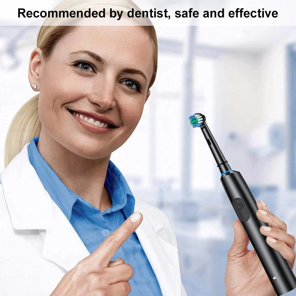 Electric Toothbrush Rotary Rechargeable Electric Toothbrush for Adults Rotating Electric Toothbrushes with 8 Soft Brush Heads Beauty World Shop