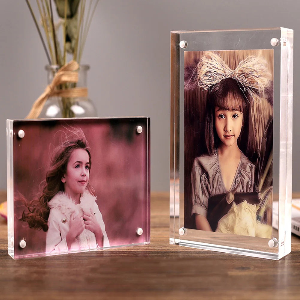 1 Pc Transparent Photo Frame Acrylic Magnetic Display Frame Poster Display Stand 3/5mm For Room Desk Home Decoration Beauty World Shop