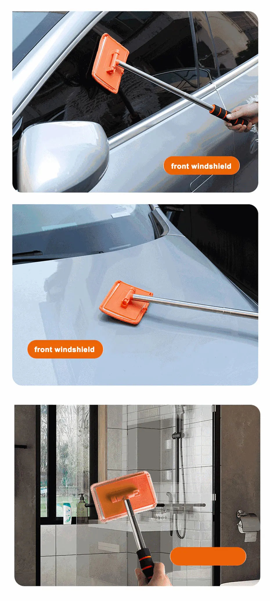 SEAMETAL Car Front Windshield Defogging Brush Telescopic Long handle Car Household Glass Clean Brushes Dust Remover Tool Beauty World Shop