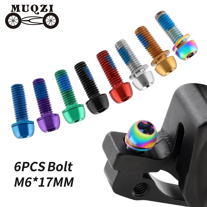 MUQZI 6pcs M6x17mm Disc Brake Caliper Bolts Bike Stem Bolt MTB Crank Arm Screw With Washer Bicycle Parts Beauty World Shop