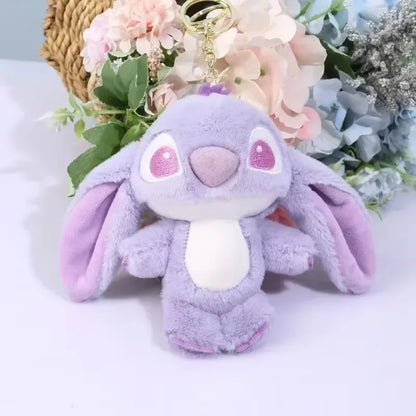 Cartoon Stitch Plush Keychain Soft Toy Cute Stuffed Animal Pendant Gift for Girls  Angel Doll Bag Charm Kids Birthday Present Beauty Fashion