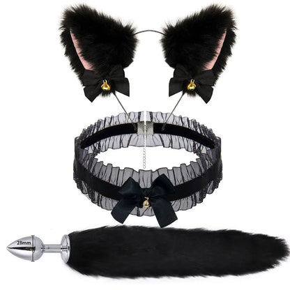 Cute Fox Tail Anal Plug Bow-Knot Soft Cat Ears Headbands Collar Erotic Cosplay Couples Accessories SM Sex Toys for Female Male Beauty World Shop