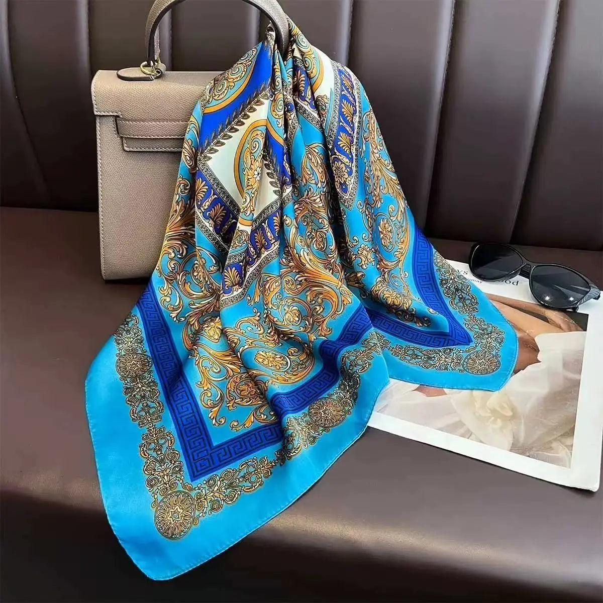 Silky 68x68cm Square Scarf – Stylish & Soft, Multipurpose Head Cover & Elegant Neck Wrap Stylish Print, Silky Soft & Versatile Beauty World Shop