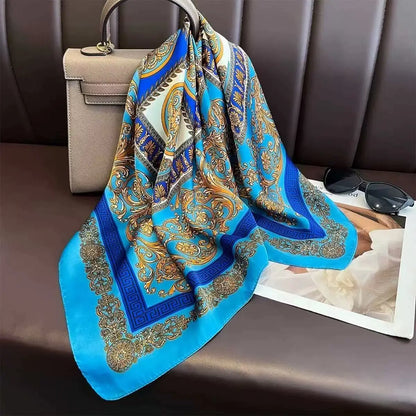 Silky 68x68cm Square Scarf – Stylish & Soft, Multipurpose Head Cover & Elegant Neck Wrap Stylish Print, Silky Soft & Versatile Beauty World Shop
