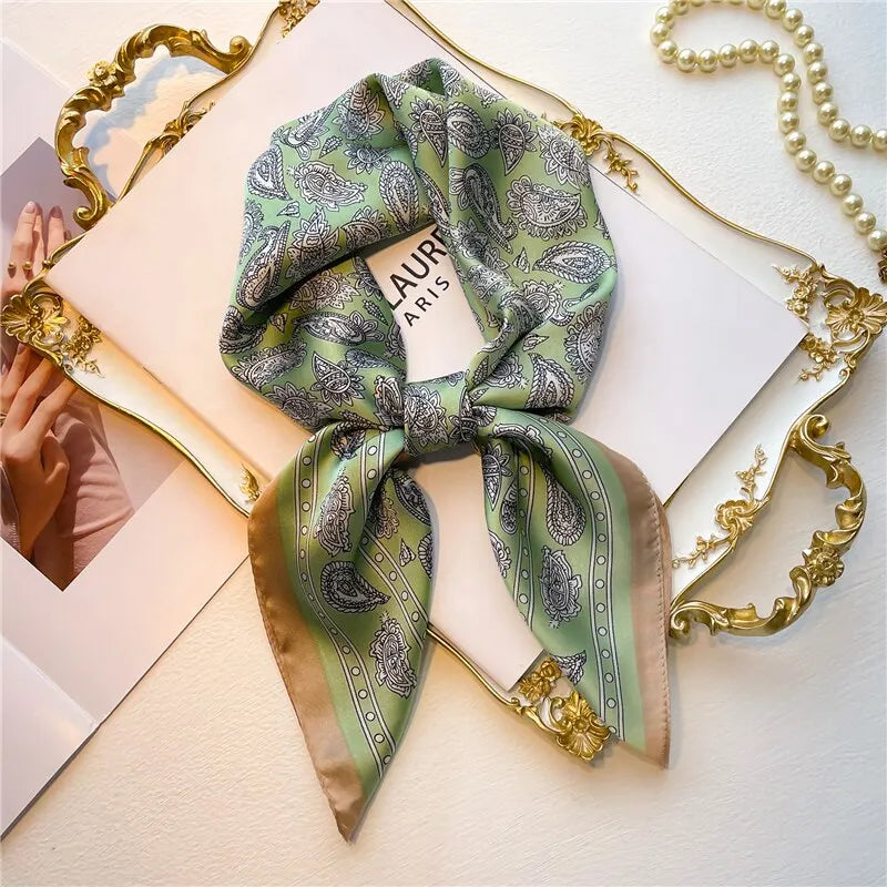 70cm Silk Feeling Square Scarf Women Satin Bandana Print Scarves Head Band Fashion Lady Hair Shawl Wrap Female Neckerchief Hijab Beauty World Shop
