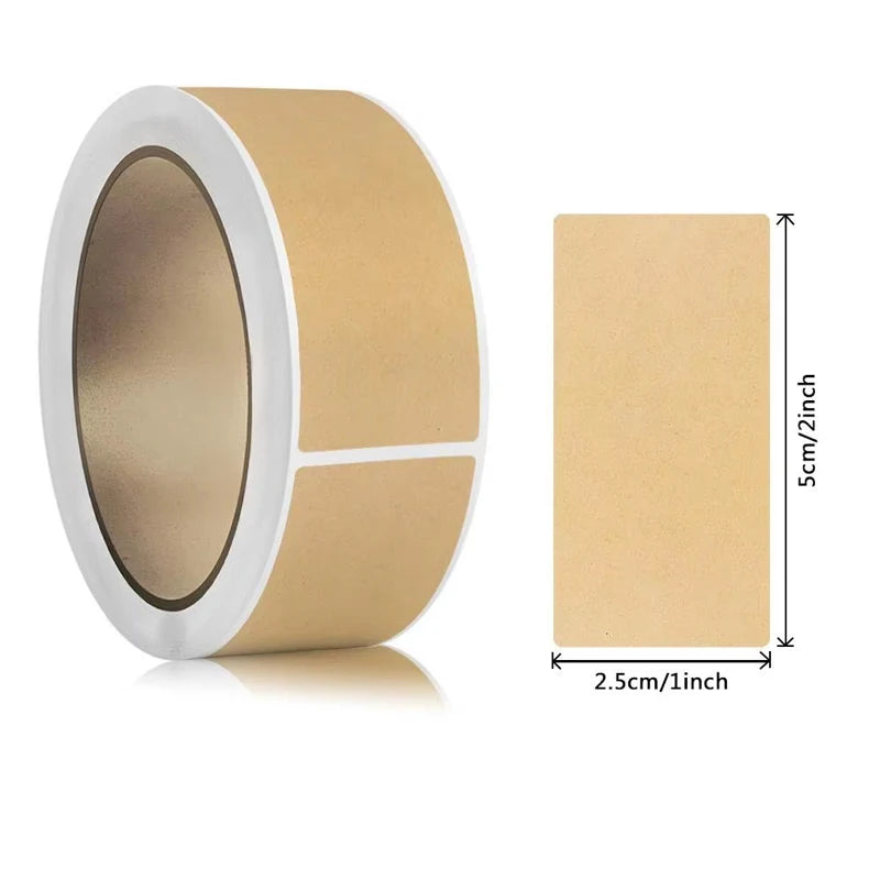 260-800pcs Kraft Paper Stickers Rolls of Self-adhesive Stickers Can be Handwritten Classification Packaging Note Beauty World Shop