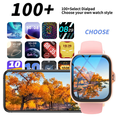 Smart watch with full touch screen, call, message reminder, music control and other functions, compatible with iPhone/android mo Beauty World Shop