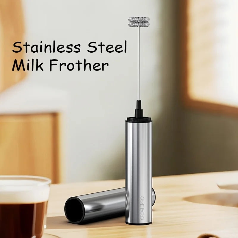 Rechargeable Stainless Steel Milk Frother 2 Speeds for Latte Cappuccino Espresso Home And Barista Use Beauty World Shop