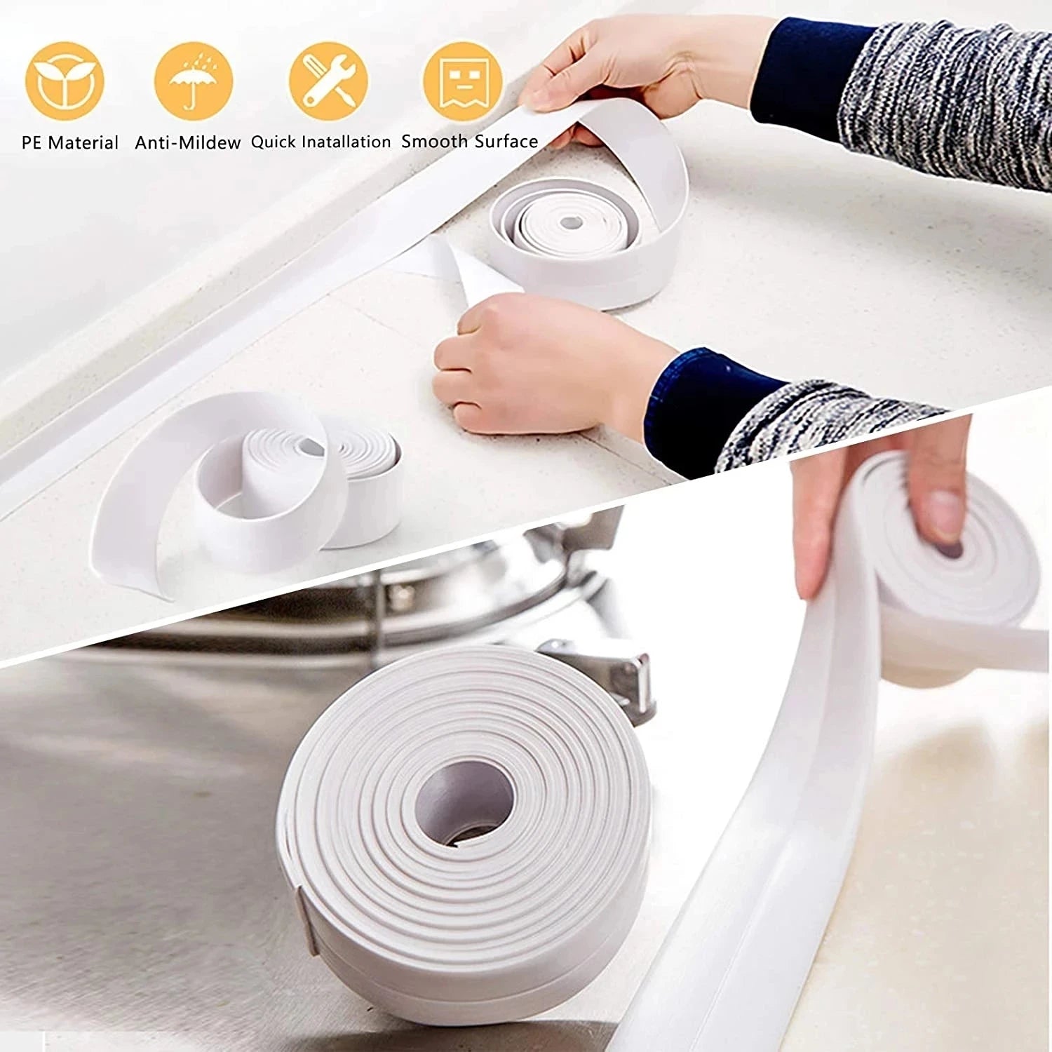 PVC tape Waterproof wall glue sink edge seal mildew resistant caulking strip Kitchen bathroom shower tub Beauty World Shop
