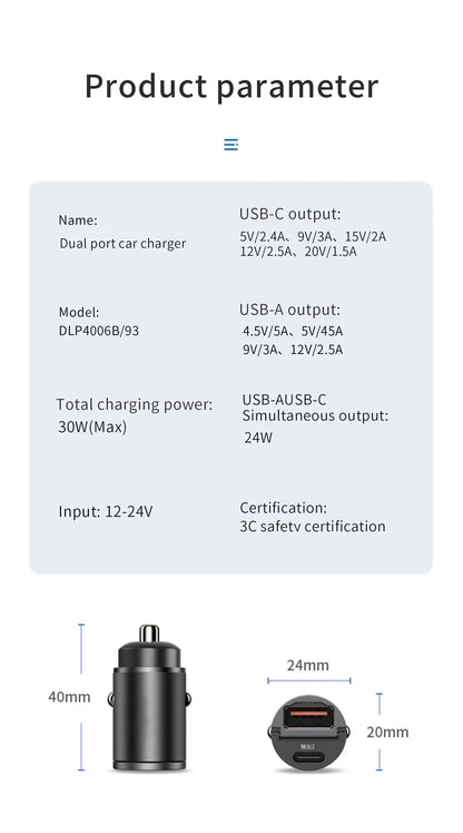 100W/200W QC3.0 PD Mini Car Charger 12-24V Lighter Fast Charging Car USB Type C Charger for Xiaomi Samsung Huawei iPhone Power Beauty World Shop
