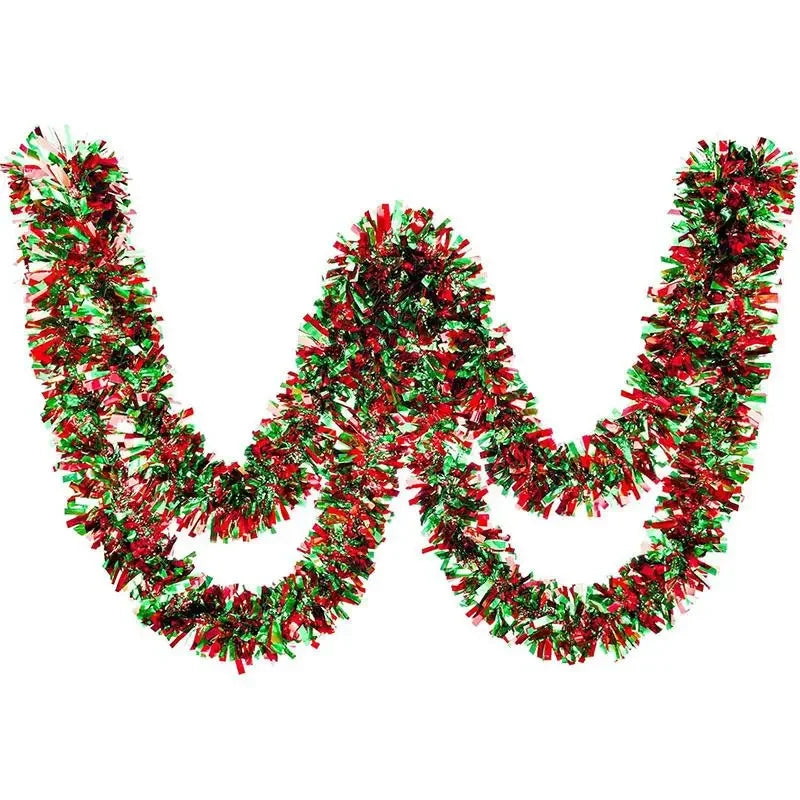 Christmas Tinsel Garlands Decoration Bar Tops 2/10M Red Green Wreath Xmas Tree Ornaments Party Home Staircase Decor Pendant Prop Beauty World Shop