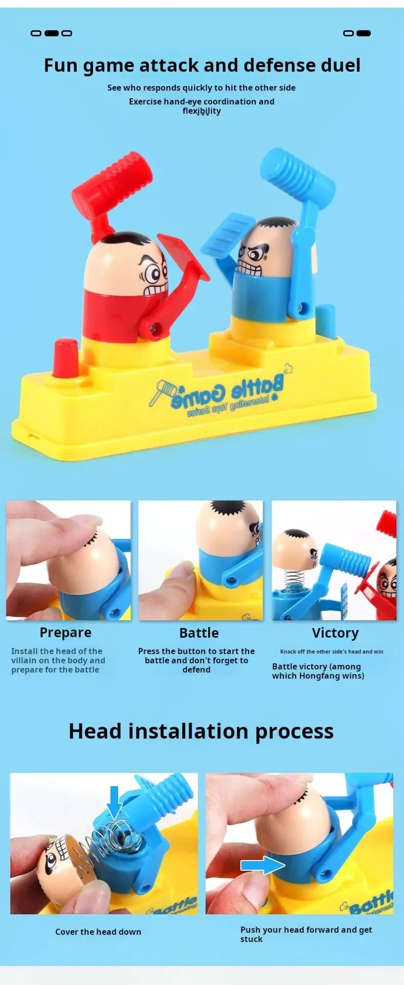 Mini Children's Head Knocking Little Man Fighting Red and Blue Attack and Defense Twin Parent Child Finger Fighting Game Machine Beauty Fashion