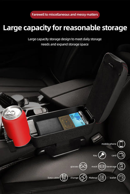 Height Adjustable Car Center Console Gap Storage Organizer with Liftable Tray Elbow Support Armrest Pad for SUV Sedan Beauty World Shop
