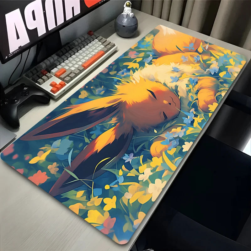 Kawaii Japan Anime Mouse Pad PC Colorful E-eevee Gamer Cabinet Mousepad HD P-pokemonS Keyboard Rug Laptop Gaming Rubber Desk Mat Beauty World Shop