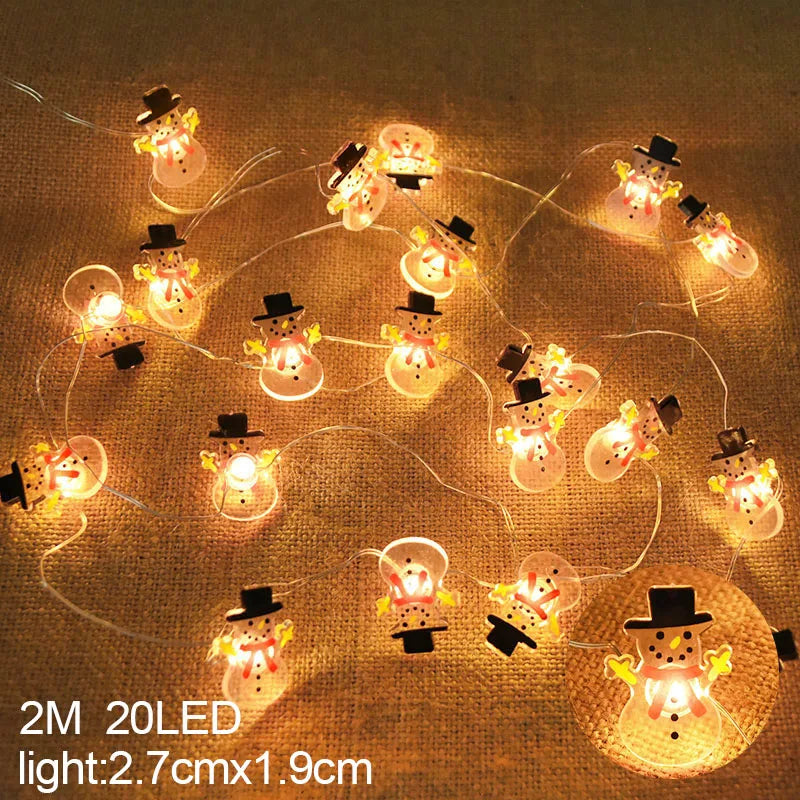 2M 20LED Santa Claus Snowflake LED Light String Christmas Decoration For Home Xmas Tree Ornament 2025 Navidad Kids Gift New Year Beauty World Shop