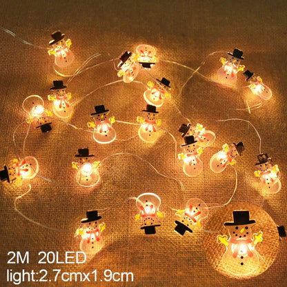 2M 20LED Santa Claus Snowflake LED Light String Christmas Decoration For Home Xmas Tree Ornament 2025 Navidad Kids Gift New Year Beauty World Shop
