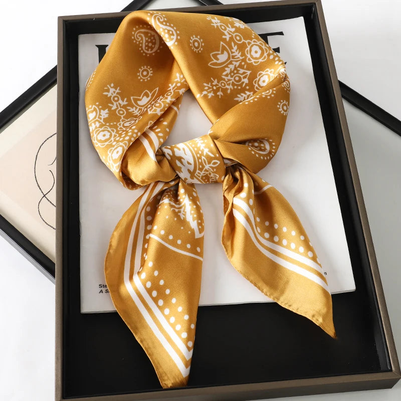 Luxury Brand Silk Square Paisley Scarf Women Satin Neck Hair Tie Band Soft Bandana Neckerchife 2025 Hijab Head Female Foulard Beauty World Shop
