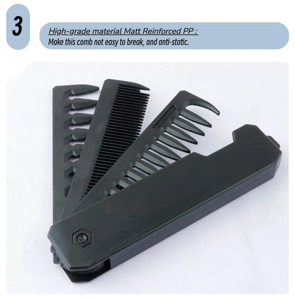Professional 3 in 1 Pocket Folding Combs Wide Tooth Oil Head Comb Beard Combing Barber Hair Clipper Comb Salon Hair Styling Tool Beauty World Shop
