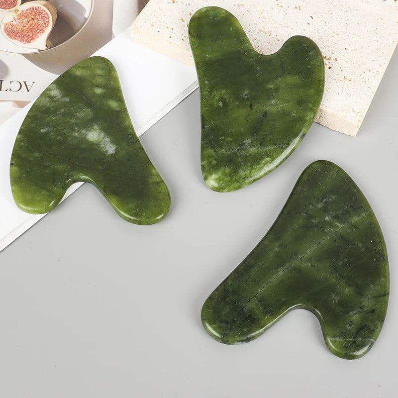 Helu Jade Gua Sha Tool Xiuyan Jade Heart-shape Massager Neck Massage Guasha Beauty Product Skin Care health Tool Beauty World Shop