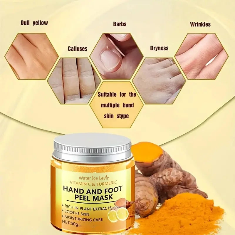 Vitamin c and turmeric hand wax mask for hands and feet, smoothing skin, gently cleansing hand mask, illuminating hand skin Beauty World Shop
